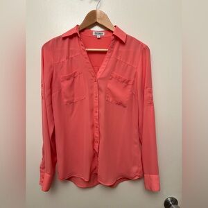 Express Coral Portofino Button-Down Shirt